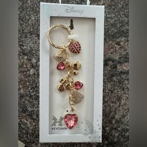 Disney Mickey and Minnie gold and pink charm keychain new in package